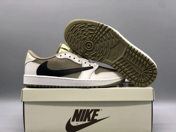 version of Travis Scott x Air Jordan 1 Low Golf “Olive” Barb 6.0 Golf