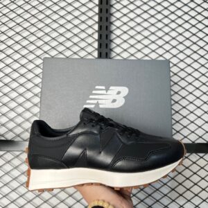 Black leather New Bailun 327 series running shoes