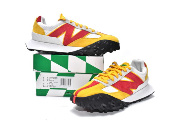 White, yellow, and red executive edition of the New Bailun XC-72 series running shoes